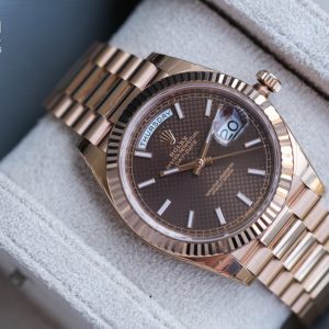 ROLEX DAY-DATE CHOCOLATE DIAL 18K EVEROSE GOLD