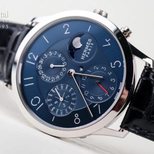 Hermès Slim Quantième Perpétuel Platinum Blue