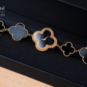 Van Cleef & Arpels Alhambra Watch Onyx Yellow Gold